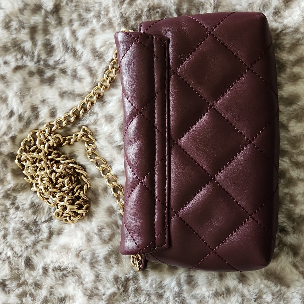 kate spade Quilted Burgundy Crossbody Bag with Gold Chain - Picture 4 of 8